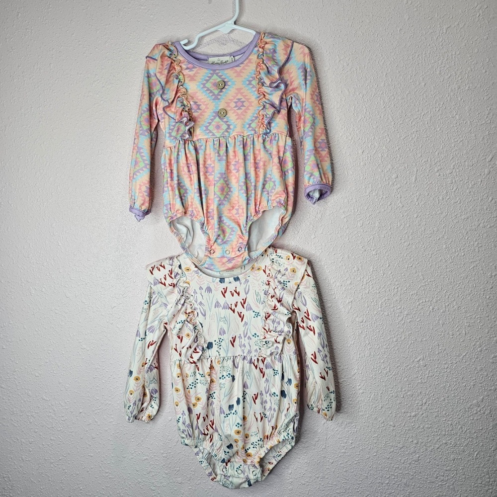 Marie Nicole Baby Girl Bubble Long Sleeve Ruffle Romper 18 24 M Aztec Floral